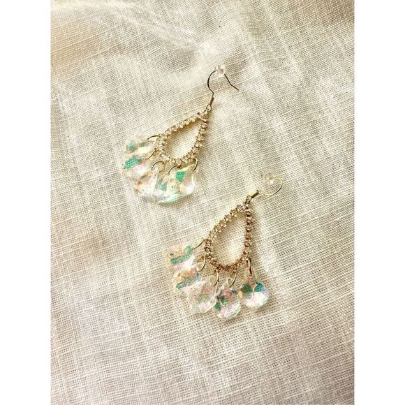 Iridescent dangle boho cubic zirconia earrings - Picture 1 of 5